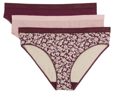 Produktbild von Marc O'Polo Damen Slip 3-Pack Essentials - cherry/dark mauve/cherry print - Größe S