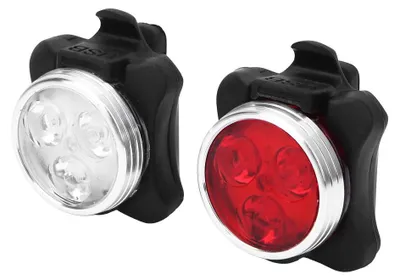 Zdjęcie produktu dla przednie światło ostrzegawcze LED do roweru, ładowane przez USB, 650 mA (zestaw czerwono-biały)