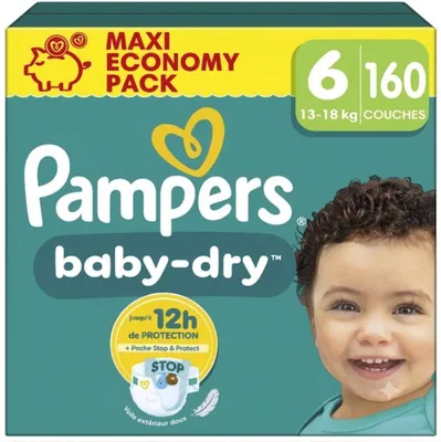 Produktbild von Pampers Baby-Dry Größe 6 – 160 Windeln – 13–18 kg – Monatspackung