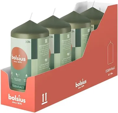 Productafbeelding van Bolsius Kaarsjes, stompkaarsen - Groen - 4 stuks - 12 x 6 cm - Decoratieve huishoudartikelen