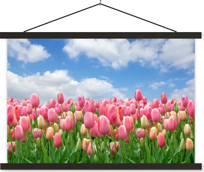 Produktbild von MuchoWow® Textilposter Farben - Tulpen - Frühling 150x100 cm mit schwarzem Rahmen - Schlafzimmer