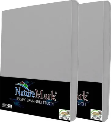 Productafbeelding van Famanu Jersey spreihoes set, 2 stuks - zilvergrijs, geschikt voor matrassen van 90 x 200 cm tot 100 x 200 cm