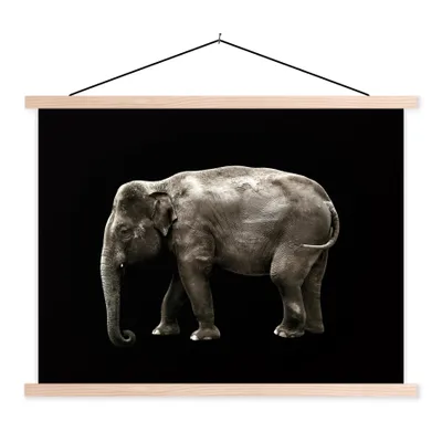 Produktbild von MuchoWow® Textilposter Elefant - Wilde Tiere - Schwarz 40x30 cm mit holzfarbenen Rahmen - Bilder