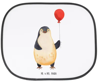 Produktbild von Mr. & Mrs. Panda Sonnenschutz für Auto Pinguin Luftballon - Weiß - Geschenk, Scheibenschutz, Seitenscheibe, Sonnenblende, Motivation, Jahrmarkt, blendschutz, Liebe