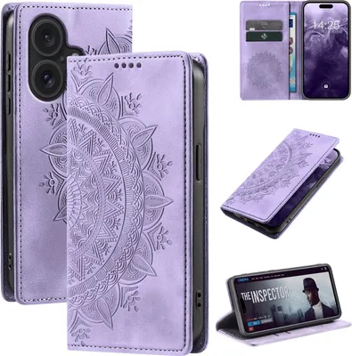 Produktbild von Mandala Handyhülle für Apple iPhone 17 RFID Schutz Klapphülle Case Cover Design Schutzhülle Farbe: Violett