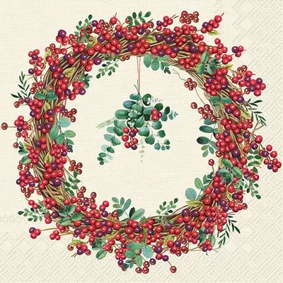 Produktbild von BERRY WREATH Cream Lunch-Servietten L1013460