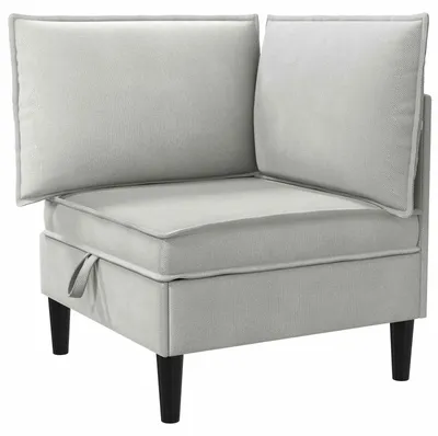 Zdjęcie produktu dla vidaXL Narożna sofa z schowkiem, jasnoszara, aksamitna