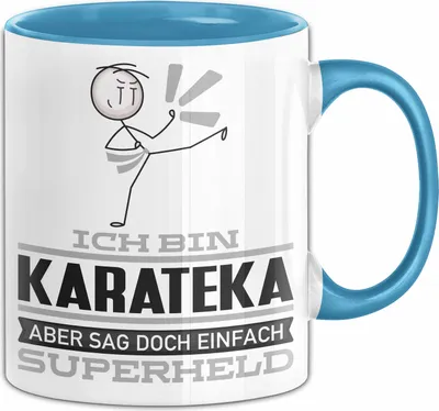 Produktbild von Karateka Geschenk Tasse Ich Bin Karateka Aber Sag Doch Einfach Superheld Lustige Geschenkdiee für Karateka Kaffee-Becher (Blau)