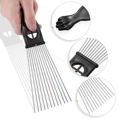 Produktbild von CHPN – Afro-Kamm – Afro-Kamm – Afro-Pick – Styling-Pik – Metallkamm – Kamm – Haarkämmen – Friseur