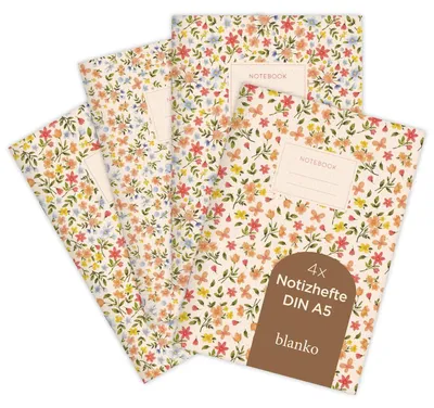 Produktbild von Notizbuch Set, 4 Stück, A5, 32 Blatt,Papier, für Schule und Kreatives Schreiben