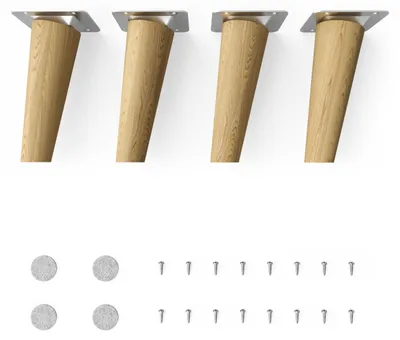 Produktbild von 4x sossai Holzfüße rund - schräge Ausführung 12cm Eiche