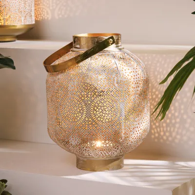 Produktbild von riess-ambiente Deko Windlicht ORIENT 25cm gold Metall mit Patina Laterne Dekoration Kerzenständer