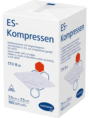 Produktbild von ES-KOMPRESSEN unsteril 7,5x7,5 cm 8fach