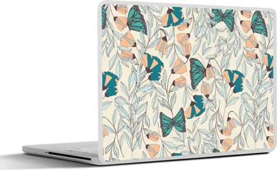 Produktbild von MuchoWow® Laptop Aufkleber Sticker Cover Mädchen - Schmetterling - Blumen - Muster - Mädchen - Kinder - Kind 32.5x23.5 cm - Sticker für Laptop - Selbstklebend