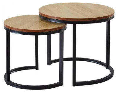 Zdjęcie produktu dla Zestaw 2 stolików kawowych 50 x 50 cm kolor dąb naturalny FURNITEX ZY-08