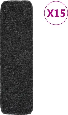 Image de Tapis d'escalier 15 pcs 75x20 cm Anthracite Rectangulaire