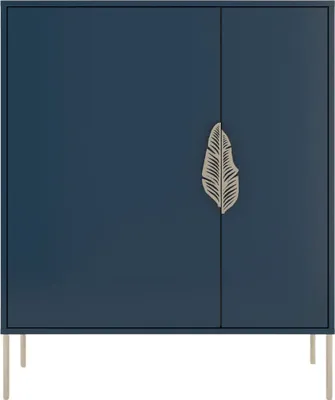 Produktbild von Merlin mit dekorativem Griff / Schuhschrank / Kommode Mit Goldenen Details / 100 Cm / Marineblau