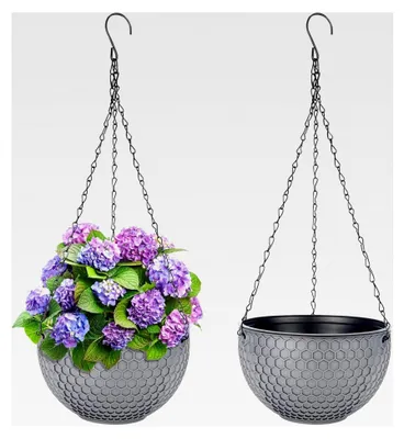 Produktbild von Hängende Blumentöpfe 2er Set Blumenampel für Innen und Außen, Durchmesser: 21 cm, mit Ketten