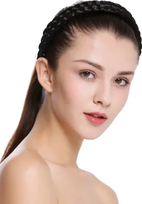 Produktbild von WIG ME UP Breiter Haarreif geflochten Schwarzbraun CXT-002-002
