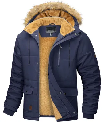 Produktbild von Herren Winter Parka Jacke Dunkelblau 3XL Wasserabweisend Gefüttert Abnehmbare Kapuze