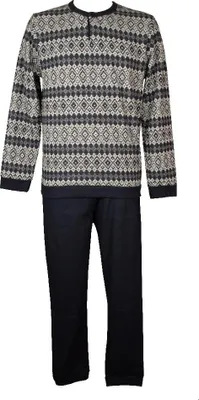 Immagine prodotto di Pigiama uomo RAGNO invernale eco pile punto milano collo serafino maglia e pantaloni con polsini articolo U776N1, Taglia 48, Cotone 46%,Poliestere 54%