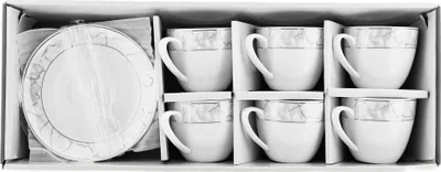 Obrázek produktu pro Sada šálků na kávu Weissberg 12dílná s mramorovým vzhledem - 175 ml z porcelánu