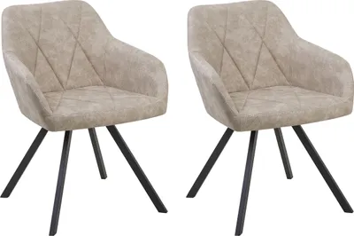 Produktbild von BELIANI Esszimmerstuhl 2er Set beige Polsterbezug Retro-Stil