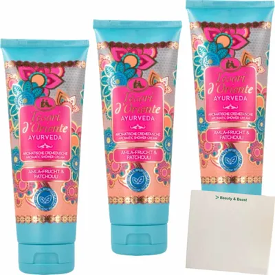 Produktbild von Tesori d'Oriente Ayurveda Aromatische Cremedusche 3er Pack (3x250ml Tube) + usy Block