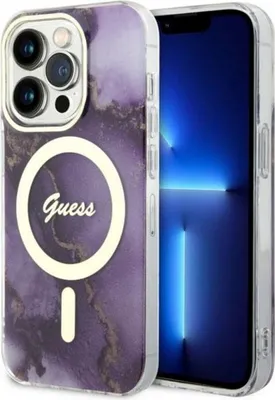 Image de Guess Guhmp14Lhtmrsu Iphone 14 Pro 6.1Purpurowy/Purple Hardcase Golden Marble Magsafe