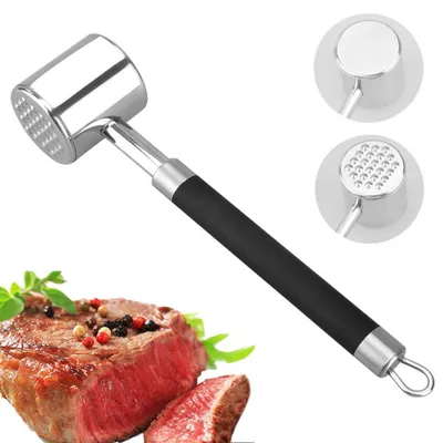 Fleischklopfer, doppelseitig, Edelstahl, mit Silikongriff, spülmaschinengeeignet