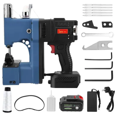 Image de Machine à coudre électrique, moteur puissant, vitesses réglables, 220 V, UE, bleue