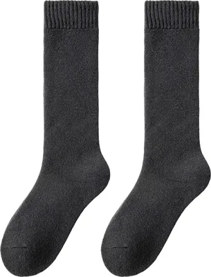 Produktbild von Paar Wintersocken für Damen, aus dickem Plüsch, knielang, langes Rohr, hohe Elastizität, rutschfeste Bodensocken, bequeme, warme Schlafstrümpfe, Einheitsgröße, Schwarz