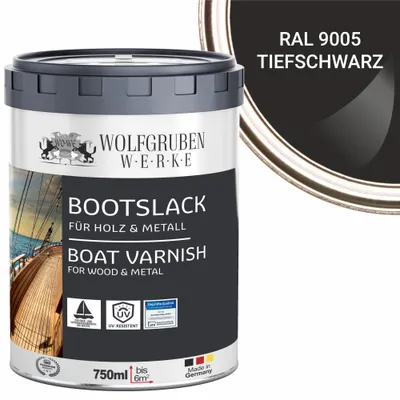 Produktbild von Bootslack Parkettlack Schiffslack Holzlack Seidenglänzend für Holz Boot Schiff W400 Schwarz - 750ml