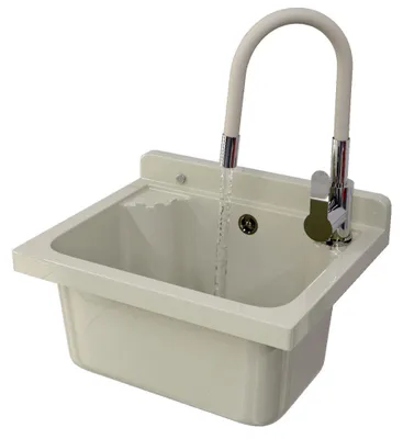 Produktbild von Granitan | Wirtschaftsspüle - LOMA - mit flexibler Armatur - mit Siphon - Beige - 42.4 x 34.3 cm - für Waschküche und Garage