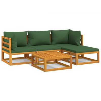 Immagine prodotto di Set Salotto da Giardino 5pz con Cuscini Verdi Legno Massello