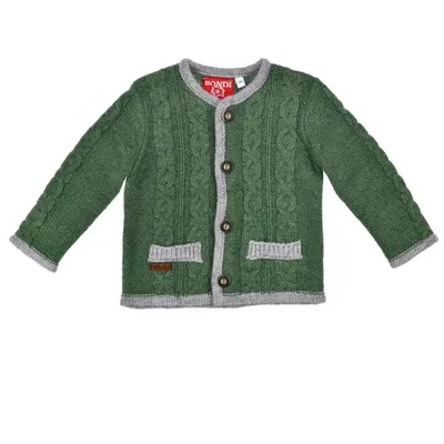 Produktbild von BONDI Jungen Trachten Strickjacke mit Zopfmuster 91639 | Grün Größe: 62