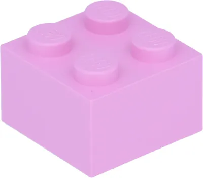 A single pink LEGO brick on a white background.