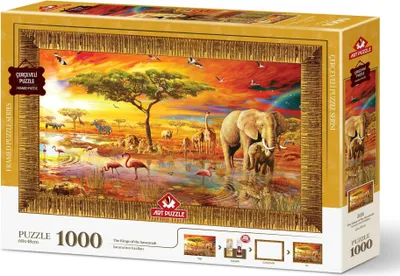 Productafbeelding van ART PUZZLE Puzzel met frame en lijm, 3-in-1. Koningssavanne, 1000 stukjes