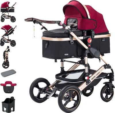 Immagine prodotto di Passeggino Daliya® BAMBIMO 2in1 con ruote Airless, telaio leggero in alluminio e navicella 2in1 o seduta sportiva, passeggino combinato, buggy e stroller