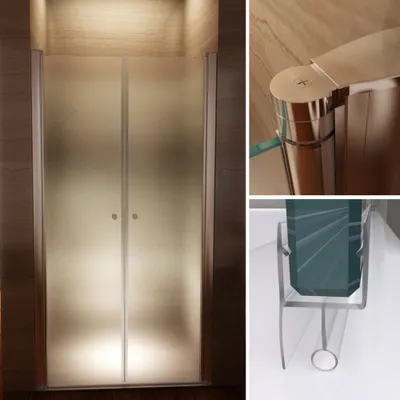 Produktbild von i-flair Duschtür 96-100 cm Höhe: 185cm Duschabtrennung aus Satiniertem 6 mm Sicherheitsglas mit Nanobeschichtung - Verstellbereich von 96-100 cm Satiniert