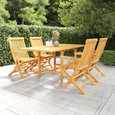 Produktbild von The Living Store 5-tlg. Garten-Essgruppe Massivholz Teak