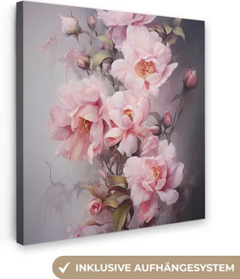Obrázek produktu pro OneMillionCanvasses® - Obrazy na plátně - Růže - Květiny - Růžová - Umění - Akvarel, Nástěnné umění, Nástěnné dekorace, Obrazy do obývacího pokoje, 90x90cm