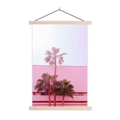 Produktbild von MuchoWow® Textilposter Palme - Garten Poster - Rosa 40x60 cm mit holzfarbenen Rahmen - Poster