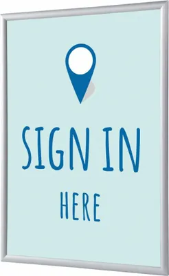 Produktbild von Showdown Klapprahmen - DIN A4 - Komplett-Set - Sign In Here Englisch - Blau/Silber
