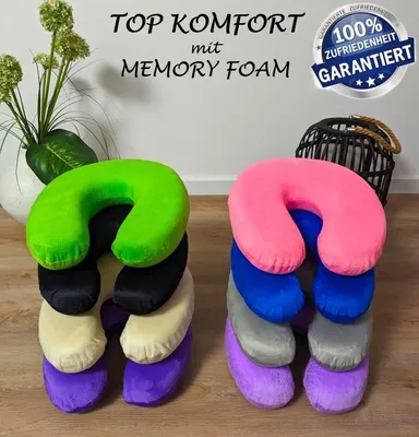 Produktbild von Nackenhörnchen COMFORT Grün Memory Foam Hörnchen Nackenkissen Reisekissen Kissen