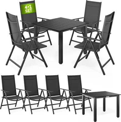 Immagine prodotto di Casaria Tavolo e Sedie da Giardino Alluminio 4 +1 Tavolo WPC 80x80 cm Mobili Esterno Grigio