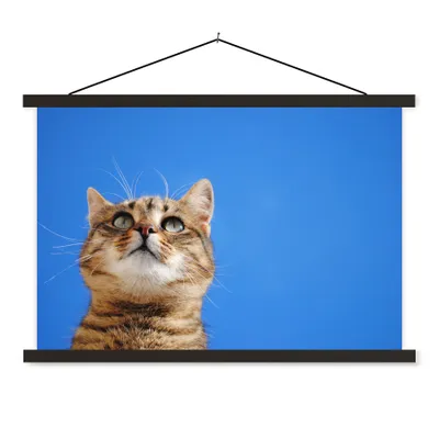Produktbild von MuchoWow® Textilposter Katze - Braun - Luft - Mädchen - Jungen - Kinder 60x40 cm mit schwarzem Rahmen - Hölzernes