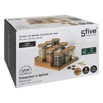 Obrázek produktu pro Sklenice na koření na dřevěné polici HARMONY, 9 x 180 ml
