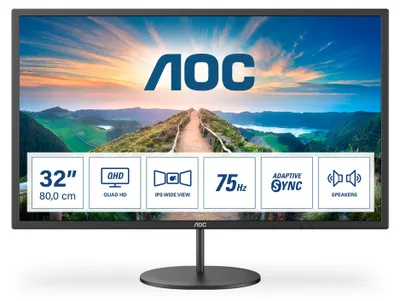Obrázok produktu pre Počítačový monitor AOC V4 Q32V4 80 cm (31,5" ) 2560 x 1440 pixelov 2K Ultra HD LED čierny (Q32V4)