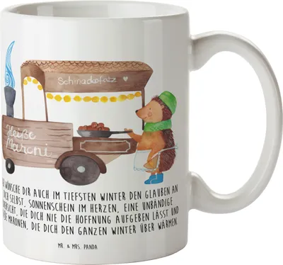 Produktbild von Mr. & Mrs. Panda Plastikbecher Igel Maronen - Weiß - Geschenk, Duft, Trinklernbecher, Weihnachtsmarkt, Kindertasse, Schulkind Tasse, Mehrwegbecher, Pott, Kastanien